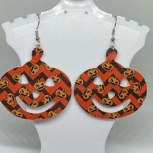 Halloween pumpkin earrings.